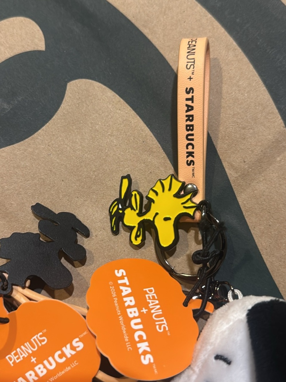Peanuts Snoopy Plush Keychain with Orange Ball and Green Scarf - Picture 2 of 2